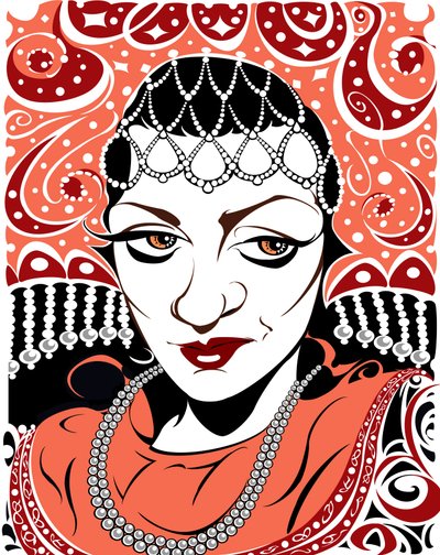 Olga Borodina, orosz mezzoszoprán, fekete-fehér kép színes változata, 2005, Neale Osborne alkotó: Neale Osborne