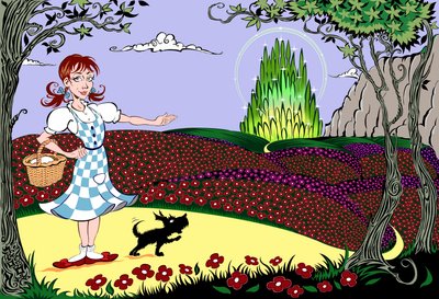 "Óz csodálatos varázslója": Dorothy és Toto a Sárga Téglás úton, a Smaragdváros felé vezető úton alkotó: Neale Osborne