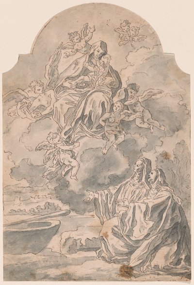 A Szűz és a Gyermek két női szerzetesnek feltűnik alkotó: Neapolitan 17th Century