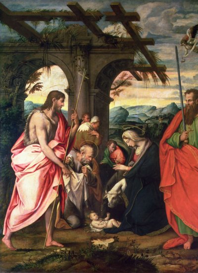 Krisztus születése Szent Pállal és Keresztelő Szent Jánossal (panel) alkotó: Neapolitan School