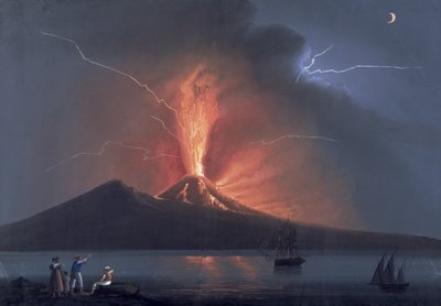 Nápoly: Vezúv kitörése, 1822. október 22. (gouache) alkotó: Neapolitan School