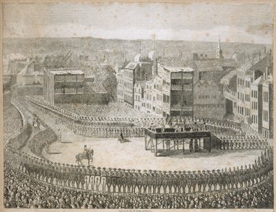 "A lázadó urak kivégzése 1745-ben", Tower Hill, London, 18. század alkotó: Neele and Stockley