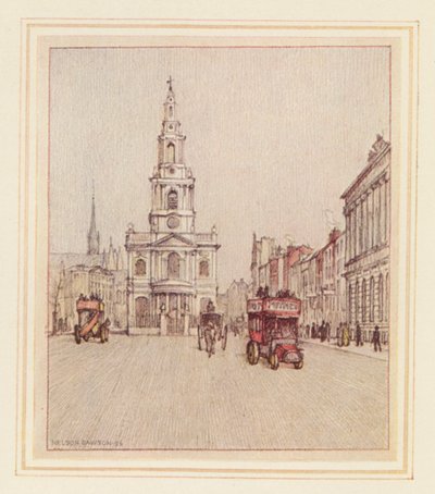 St Mary-le-Strand (színes litográfia) alkotó: Nelson Dawson