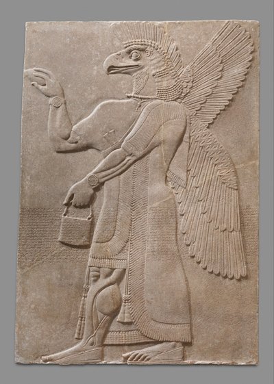 Szárnyas sasfejű természetfeletti alak domborműve, i. e. 883–59. (gipsz alabástrom) alkotó: Neo Assyrian