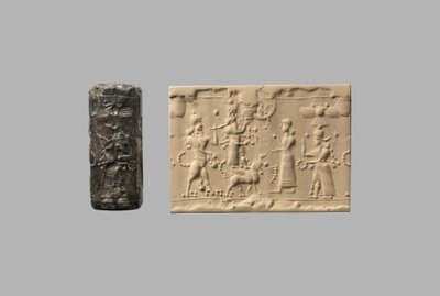 Hengerpecsét skorpióemberrel és modern lenyomattal, Kr.e. 8–7. század (kvarc, kriptokristályos) alkotó: Neo Assyrian