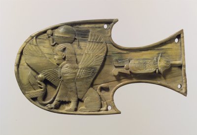 Domborműbe faragott lóhintó ülő szfinxszel, Kr. e. 8. század körül. alkotó: Neo Assyrian Neo Assyrian