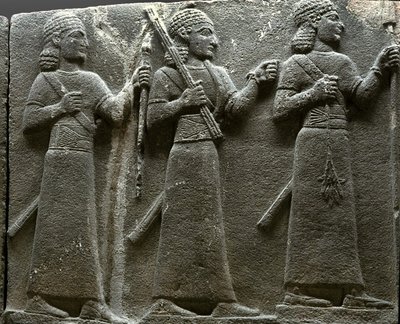 Hettita udvari tisztviselőket ábrázoló dombormű Törökország kőből alkotó: Neo Hittite
