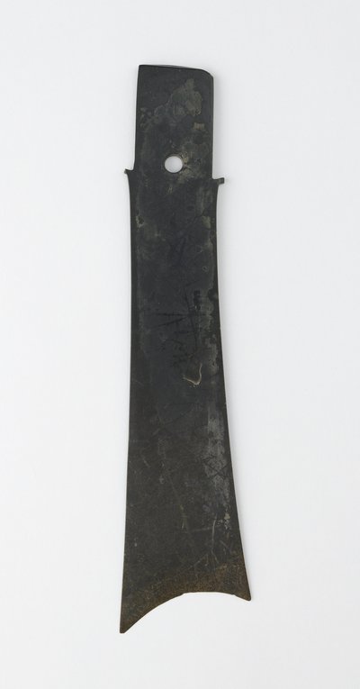 Villás véső (zhang), Qijia kultúra, ie 2500-2000 körül (jáde (nefrit)) alkotó: Neolithic Period Chinese School