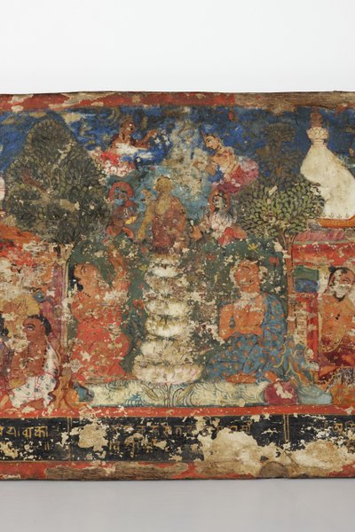 Részlet egy buddhista kéziratos borítóról (átlátszatlan akvarell fán) alkotó: Nepalese School