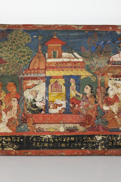 Részlet egy buddhista kéziratos borítóról (átlátszatlan wc fán) alkotó: Nepalese School