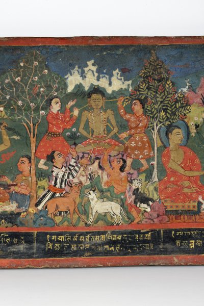 Részlet egy buddhista kéziratos borítóról (átlátszatlan wc fán) alkotó: Nepalese School