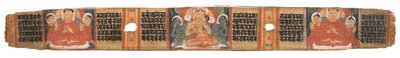 Folio 2r Prajnaparamita istennő, az Astasahasrika Prajnaparamita-tól (tinta és színek pálmaleveleken és fán) (a részletekért lásd: 430761) alkotó: Nepalese School