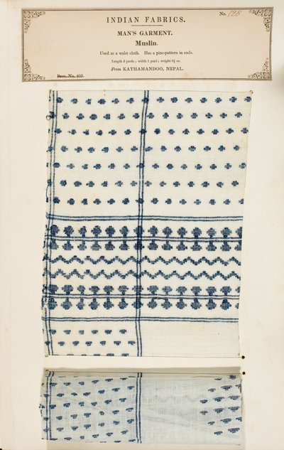 Muszlinminta a nepáli Kathamandoo-ból, az Indiai Textilgyártók Gyűjteményéből, John Forbes Watsontól, 1866-ban alkotó: Nepalese School