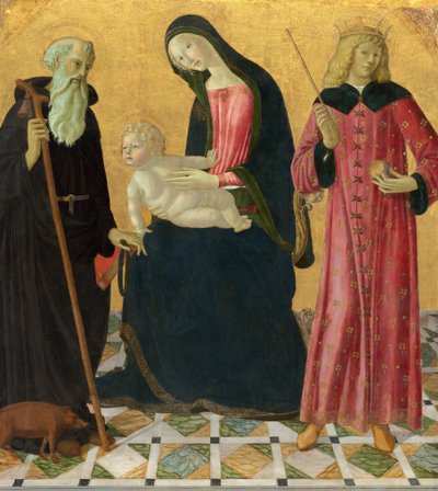 Madonna és gyermek Szent Antal Apáttal és Szent Zsigmonddal, c. 14901495. alkotó: Neroccio de Landi