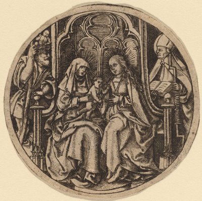 Madonna és gyermeke Szent Kristóf és Erasmus mellett alkotó: Netherlandish 15th Century