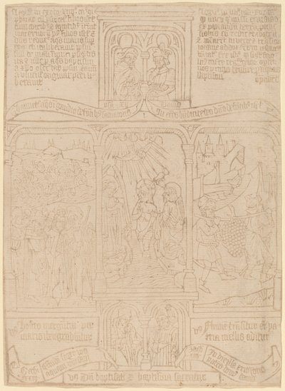 Krisztus keresztsége; Fáraó áthalad a Vörös-tengeren; Joshua és Caleb alkotó: Netherlandish 15th Century
