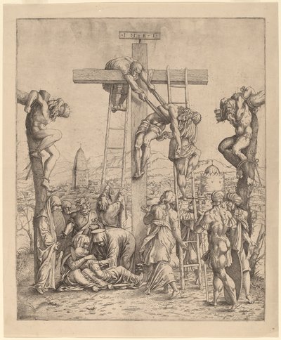 A keresztről való leszállás alkotó: Netherlandish 16th Century after Andrea Mantegna