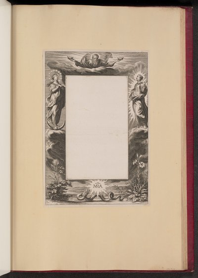Határ illusztráció: Isten, az Atya, két szent és egy kígyó alkotó: Netherlandish 17th Century