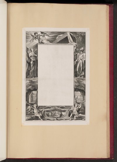 Szegély illusztráció szentekkel és jelenetekkel Krisztus életéből alkotó: Netherlandish 17th Century