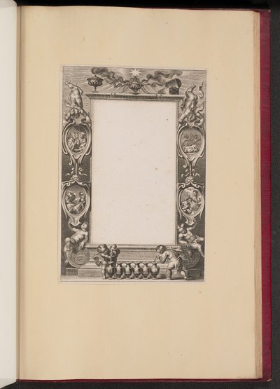 Szegély-illusztráció Krisztus életének jeleneteivel és a bort öntő puttival alkotó: Netherlandish 17th Century