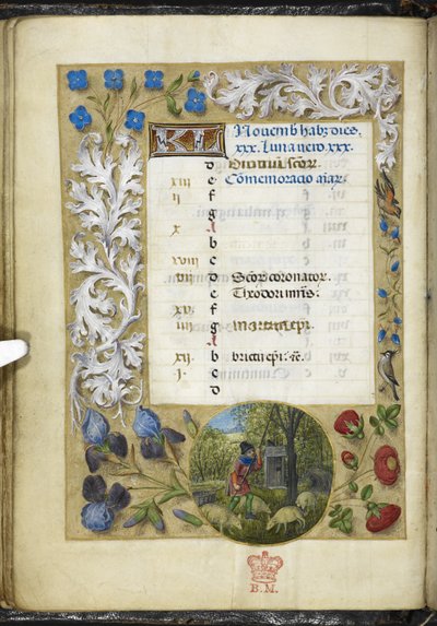 Adja hozzá az MS 38126 f.11v naptár oldalát novemberre, a 