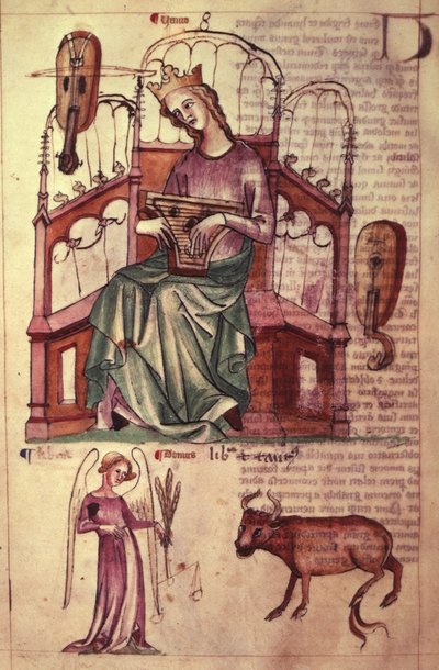 Sloane 3983 fol.42v Vénusz zsolozsmát játszik, a 
