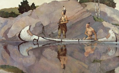 Indiánok kenuban alkotó: Newell Convers Wyeth