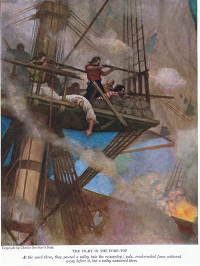 Harc az előtetőért, 1928 alkotó: Newell Convers Wyeth