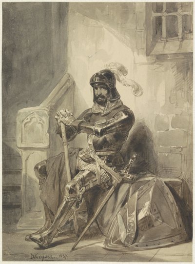 Ülő középkori lovag páncélban alkotó: Nicaise de Keyser