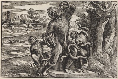 A Laocoon csoport karikatúrája alkotó: Niccolò Boldrini after Titian