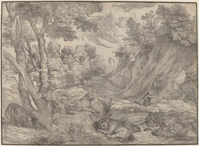 Szent Jeromos a vadonban alkotó: Niccolò Boldrini after Titian