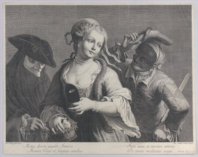 Három félalakos figura egy velencei karneválról, 1750-1822., 1750-1822. alkotó: Niccolò Cavalli