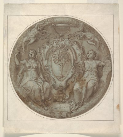 Tervezés egy Tondo számára Giulio della Rovere bíboros karjaival alkotó: Niccolò Martinelli, called il Trometta