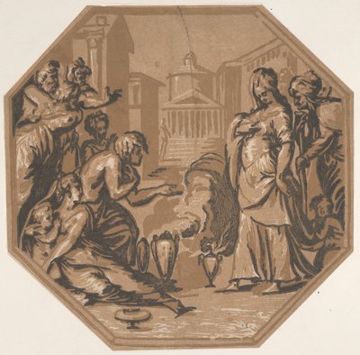 Az emberek, akik tisztelegnek Psyche szépsége előtt, kb. 1540-50., kb. 1540-50. alkotó: Niccolo Vicentino