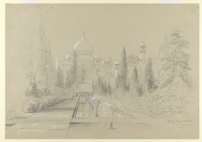 A Taj Mahal, Agra, 1870. január 24. (ceruza fehér kiemeléssel a papíron) alkotó: Nicholas Chevalier