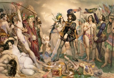 Mexikó meghódítása: Hernando Cortes megsemmisíti flottáját Vera Cruznál, 1519 alkotó: Nicholas Eustache Maurin