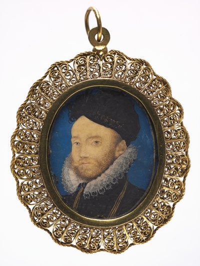 Férfi portré, 1590 körül (velumen, későbbi aranyozott fémkeretben) alkotó: Nicholas Hilliard