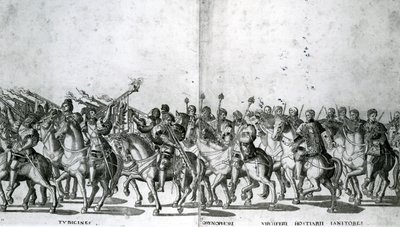 VII. Kelemen pápa és V. Károly császár Bolognába 1530. február 24-i beutazásának 12. és 13. táblája, közzétéve 1530 körül. alkotó: Nicholas Hogenberg