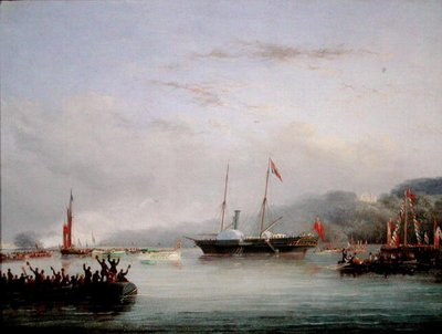 Az első Victoria és Albert jacht Plymouth mellett (olaj a fedélzeten) alkotó: Nicholas Matthews Condy