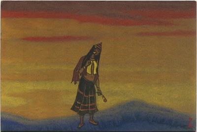 Fogságba fogott lány rózsával, jelmezterve a „Polovtsi táncokhoz” Borodin „Igor herceg” című operájából, 1943 alkotó: Nicholas Roerich