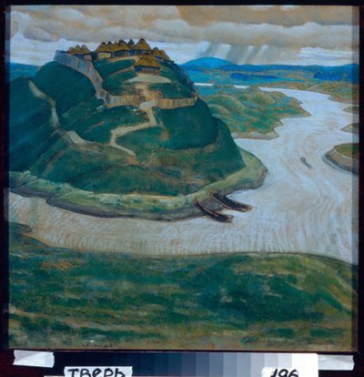 Egykori megerősített szláv tábor. Nicolas (Nicholas) Roerich (1874-1947) alkotása, pasztell kartonon. Orosz művészet, XX. század, szimbolika. Regionális Művészeti Galéria, Tver. alkotó: Nicholas Roerich