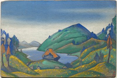 Sztravinszkij „A tavasz rítusa” című balettjének díszlete, 1944 alkotó: Nicholas Roerich
