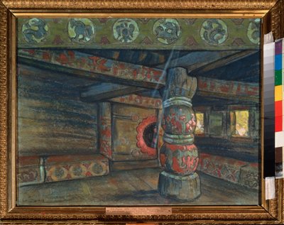 Alexander Borodin (Borodin) (1833-1887) "Igor herceg"" című operájának előkészítő dekorációja. Nicolas (Nicholas) Roerich (1874-1947) munkája, gouache és pasztell papíron alkotó: Nicholas Roerich