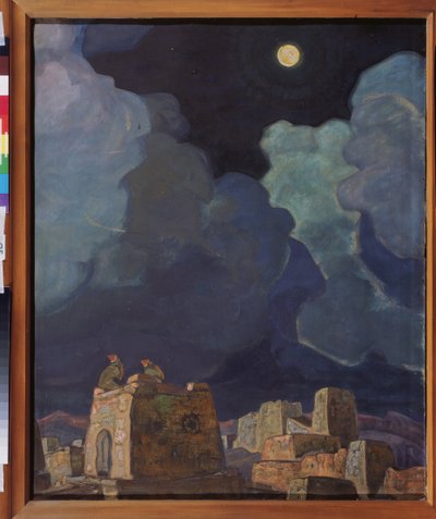 Macheski (Fehéroroszország). Hold emberek. Nicholas Roerich (1874-1947) munkája, tempera és olaj, karton alkotó: Nicholas Roerich