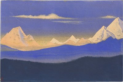 A Himalája par Roerich, Nicholas (1874-1947). Tempera kartonon, mérete: 30,5x45,7 alkotó: Nicholas Roerich