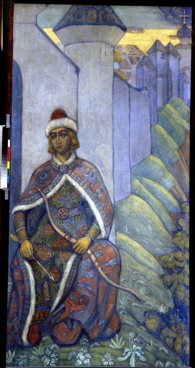 Egy lovag. Nicholas Roerich (1874-1947) festménye, tempera, vászon alkotó: Nicholas Roerich