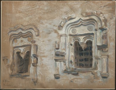 Egy 17. századi ház ablakai, Pszkov, "Tanulmányok az utazásból régi orosz városokon keresztül", 1903 alkotó: Nicholas Roerich