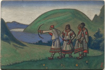 Fiatalok, dekor- és jelmeztervezés Stravinsky „Le Sacre du Printemps” című balettjéhez, 1944 alkotó: Nicholas Roerich