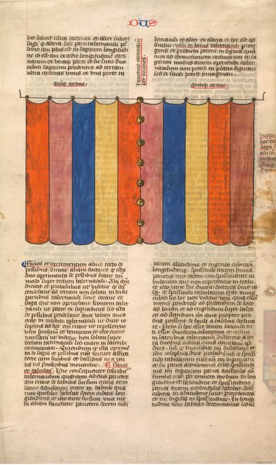 A Tabernákulum függönye, a Postilla Litteralis hat illusztrált levelének egyike..., kb. 1360-1 alkotó: Nicholas of Lyra