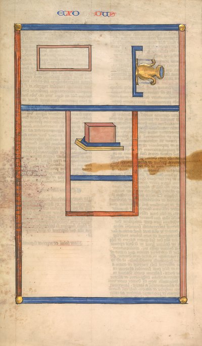A Tabernákulum alaprajza, a Postilla hat illusztrált levelének egyike..., kb. 1360-1380. alkotó: Nicholas of Lyra